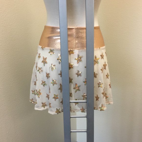 PRE LOVED - J Valentine Sequin Star Mesh Skirt- GLD/S - CHL084 - Picture 3 of 4